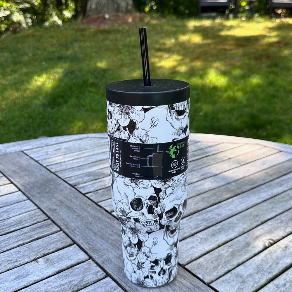Hydrapeak Voyager 40oz Tumbler Skull Floral Stainless Steel Insulated Travel Mug - Picture 5 of 11